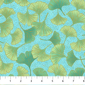 Ginkgo Garden Shimmer - Turquoise Sm Ginkgo Toss