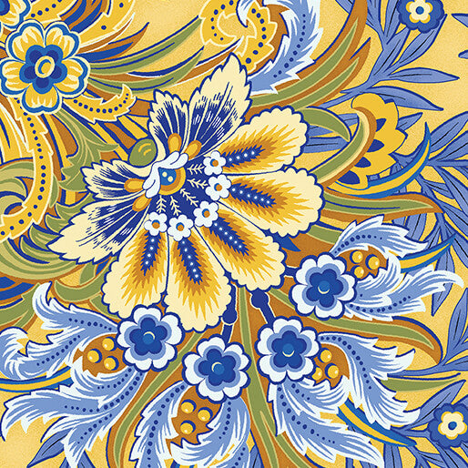 Flower Festival - Plumes Navy Blue/Yellow