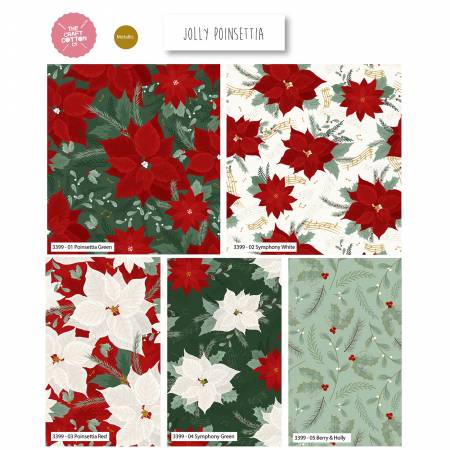 Jolly Poinsettia 5 Piece Fat Quarter Bundle