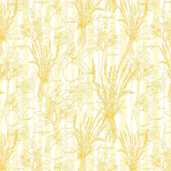 Lavender Lemonade - Lemon Toile Stripe