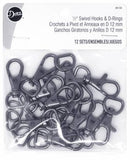 Dritz 1/2" Swivel Hooks & D-Rings Black