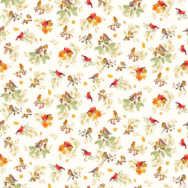 Gather With A Grateful Heart - Cream Cardinal On Branches
