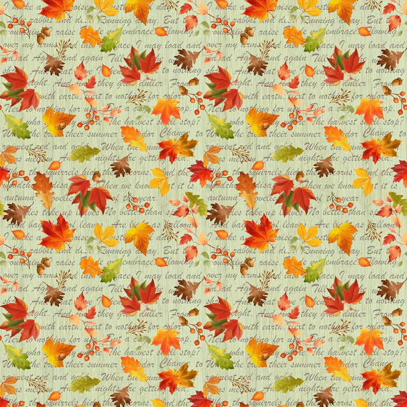 Gather With A Grateful Heart - Green Leaves On Script
