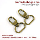 Emmaline Swivel Snap Hooks 3/4in Antique Brass - 2 Pack
