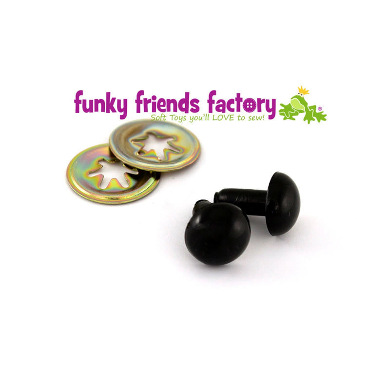 12mm Black Toy Eyes - Package with 5 Pairs