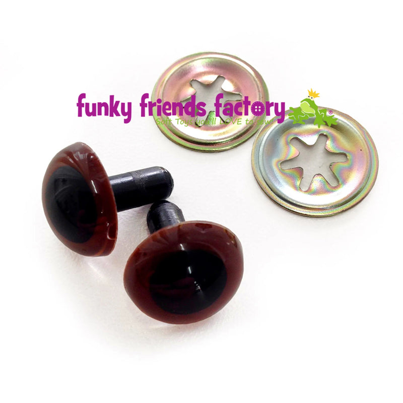 15mm Dark Brown Toy Eyes - Package with 5 Pairs