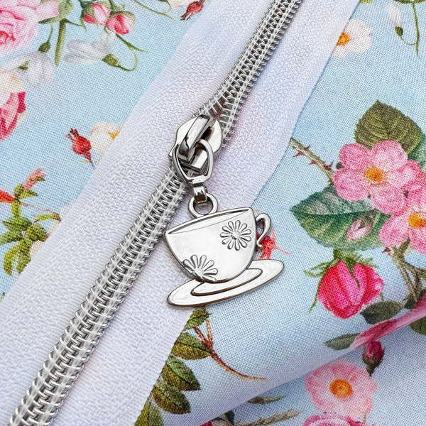 Nickel Tea Cup and Saucer for #5 Zipper Tape - Package of 5