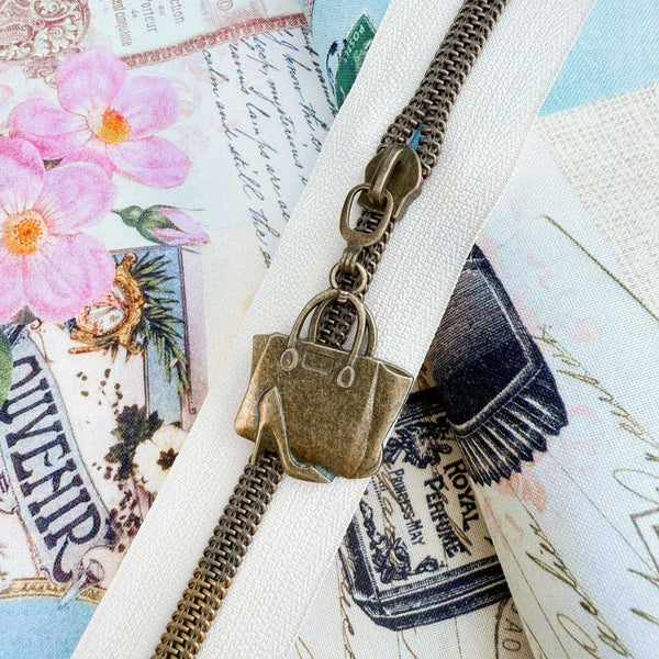 Antique Purse and High Heel Pulls for #5 Zipper Tape - Package of 5