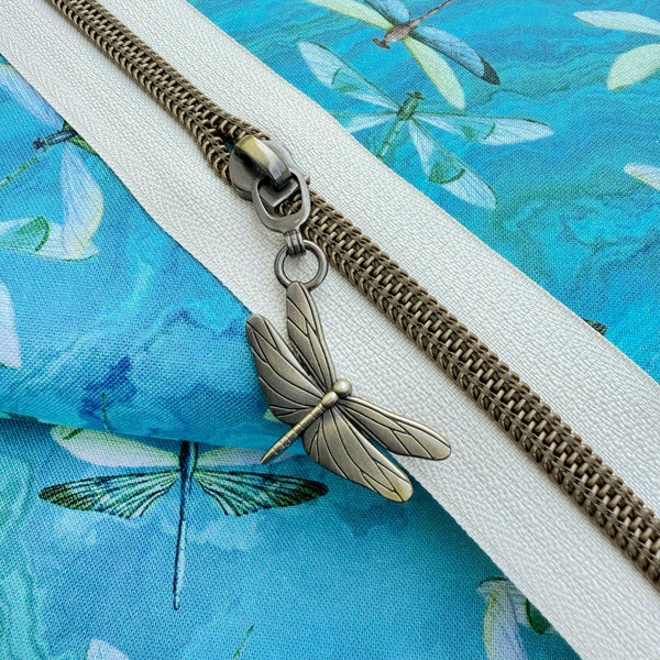 Antique Dragonfly Pulls for #5 Zipper Tape - Package of 5