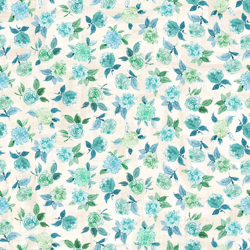 Nature Studies - Cream Aqua Medium Floral