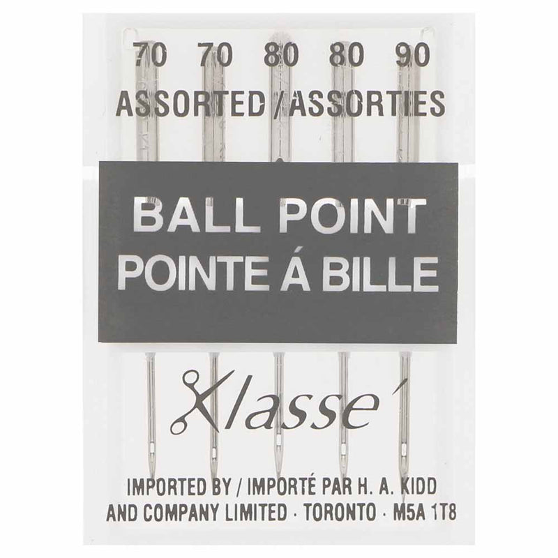 KLASSÉ Ball Point Needles Cassette - Assorted Sizes 70/10, 80/12, 90/14 - 5 count