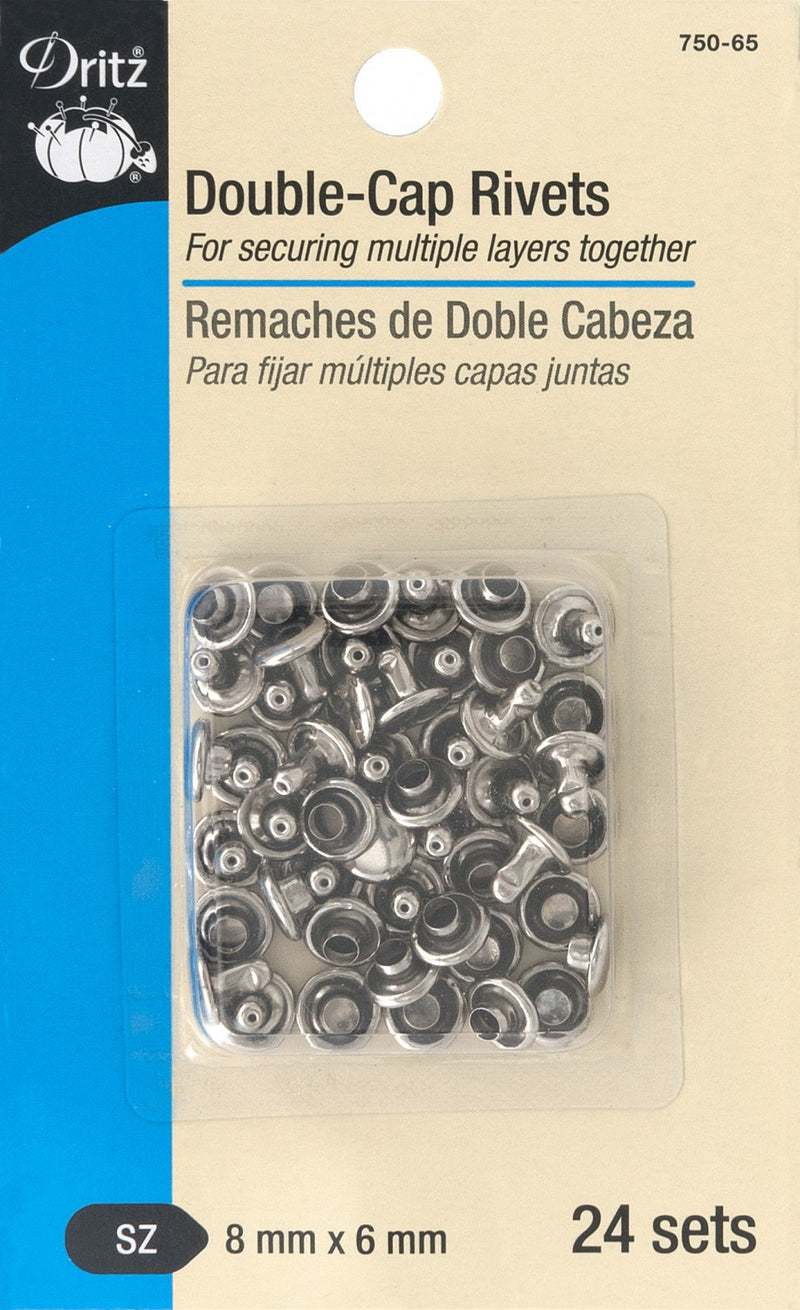 Double-Cap Rivets 8mm x 6mm 24 Sets Nickel